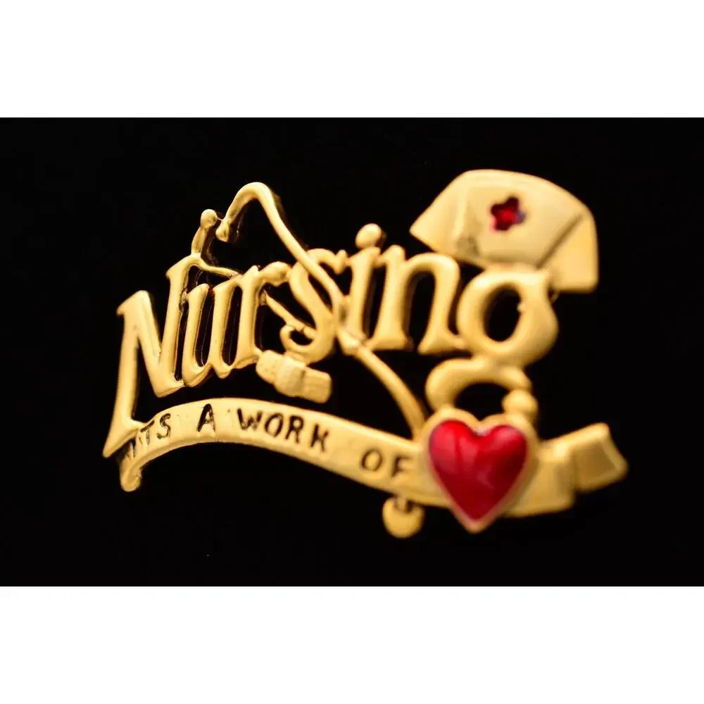 Danecraft Vintage Caregiver Nurse Pin Brooch Nursing Work Of Heart NOS 80s BinA9